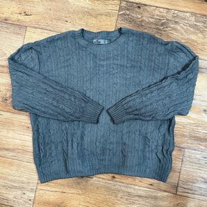 Hollister Grey Cable Knit Sweater XS Soft Comfy Crewneck Pullover Grey